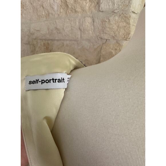 Self-Portrait Crepe Bow Mini Dress Yellow Embellished US 2 - Picture 10 of 16